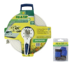 COAST TO COAST FLAT WATER HOSE KIT WITH CARRIER AND FITTINGS 10M 30FT PLUS ADAPTOR KIT MARINE OUTDOOR