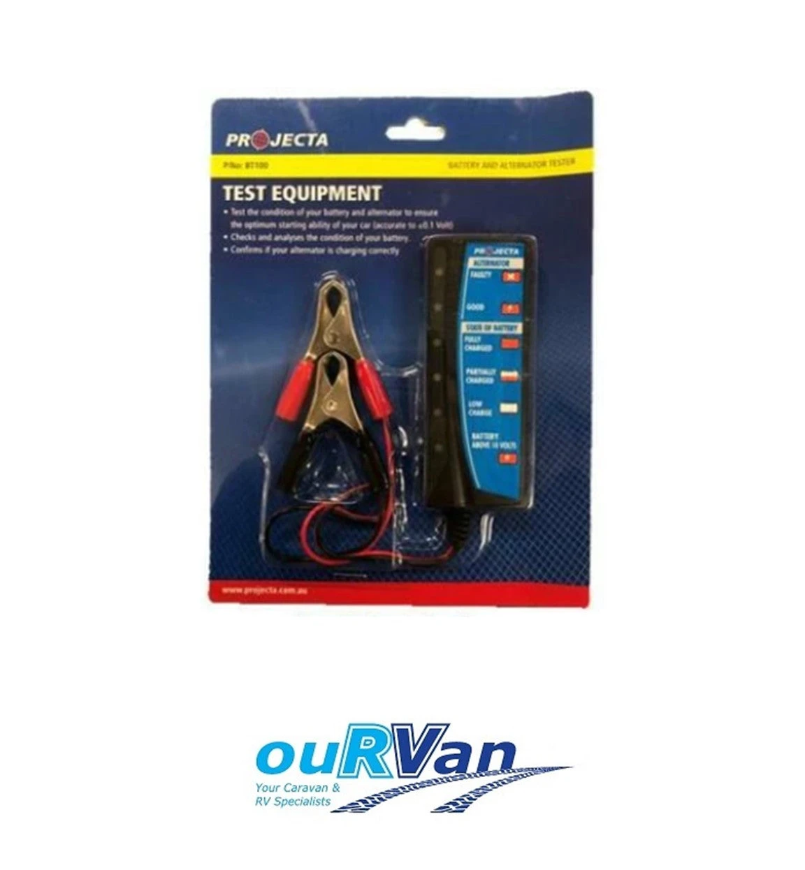 PROJECTA BT100 12V CAR BATTERY AND ALTERNATOR TESTER REGULATOR TEST CHECK 1 PROJECTA BT100 12V CAR BATTERY AND ALTERNATOR TESTER REGULATOR TEST CHECK